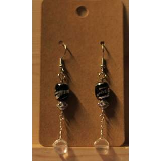 Black bead with white dangly